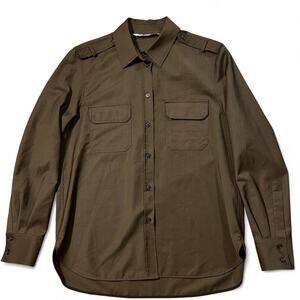 Zara Mens Wool Military Shirt Olive Green Button Up Utility Size M